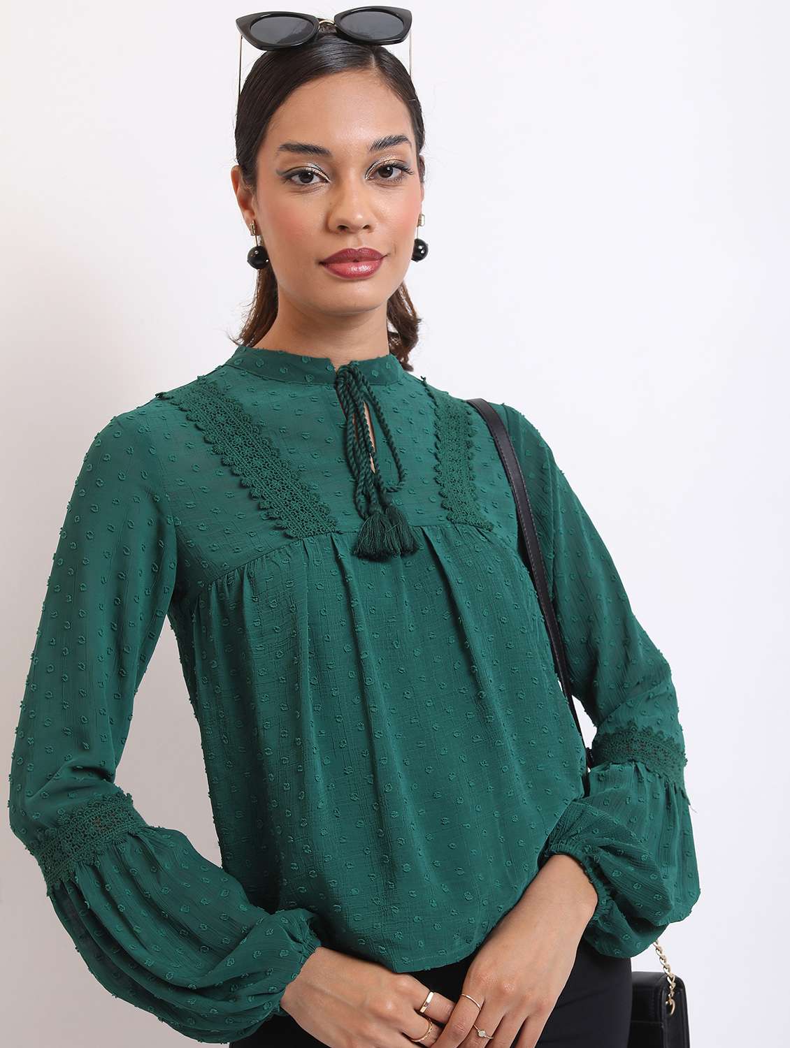 women green cotton blend regular top