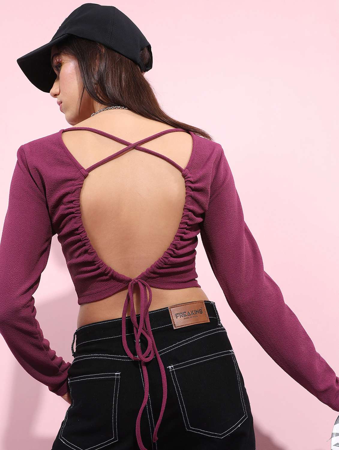 pink solid crop top - 21376434 -  Standard Image - 3