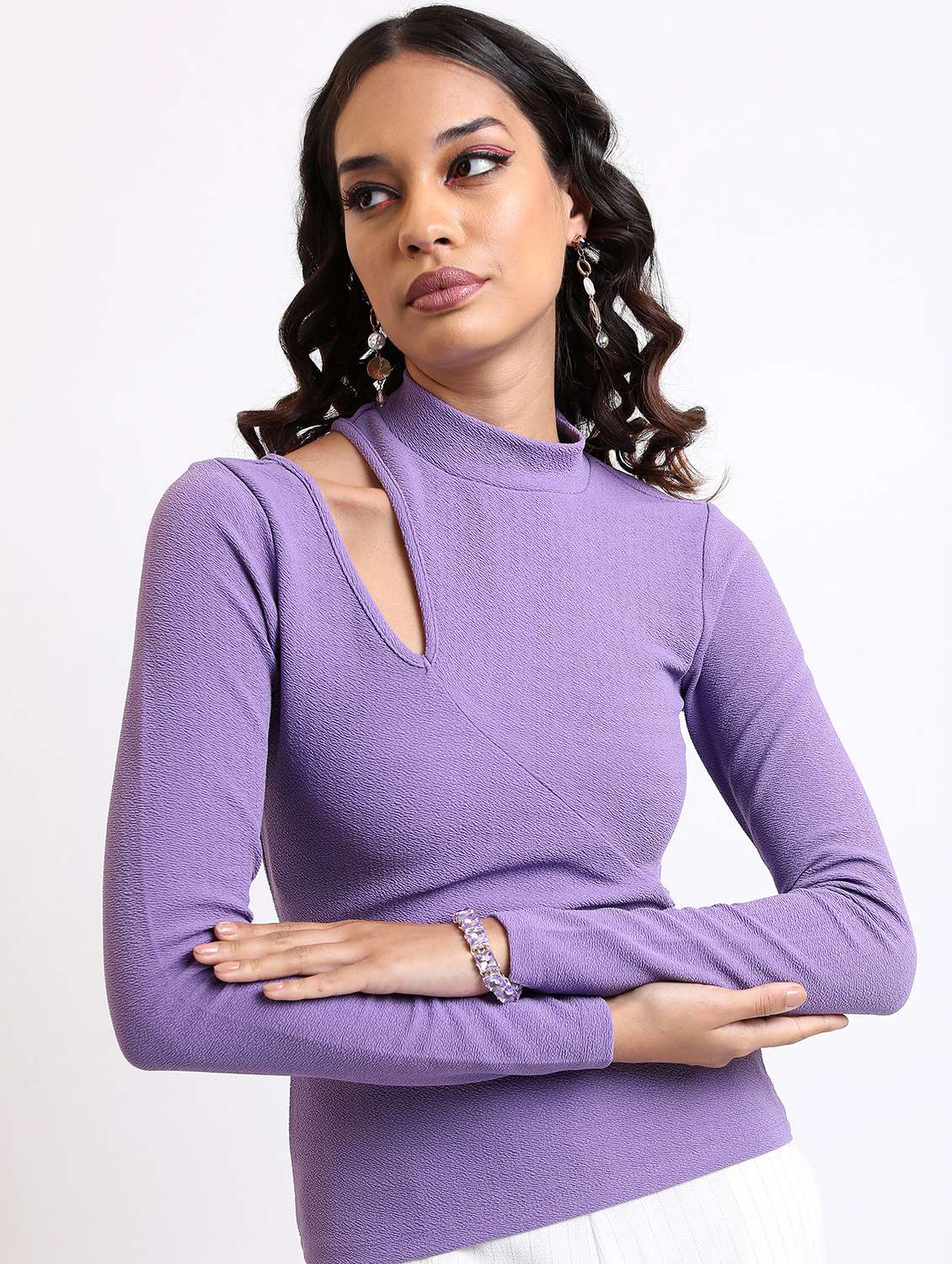 women purple cotton blend regular top - 21376442 - Zoom Image - 0