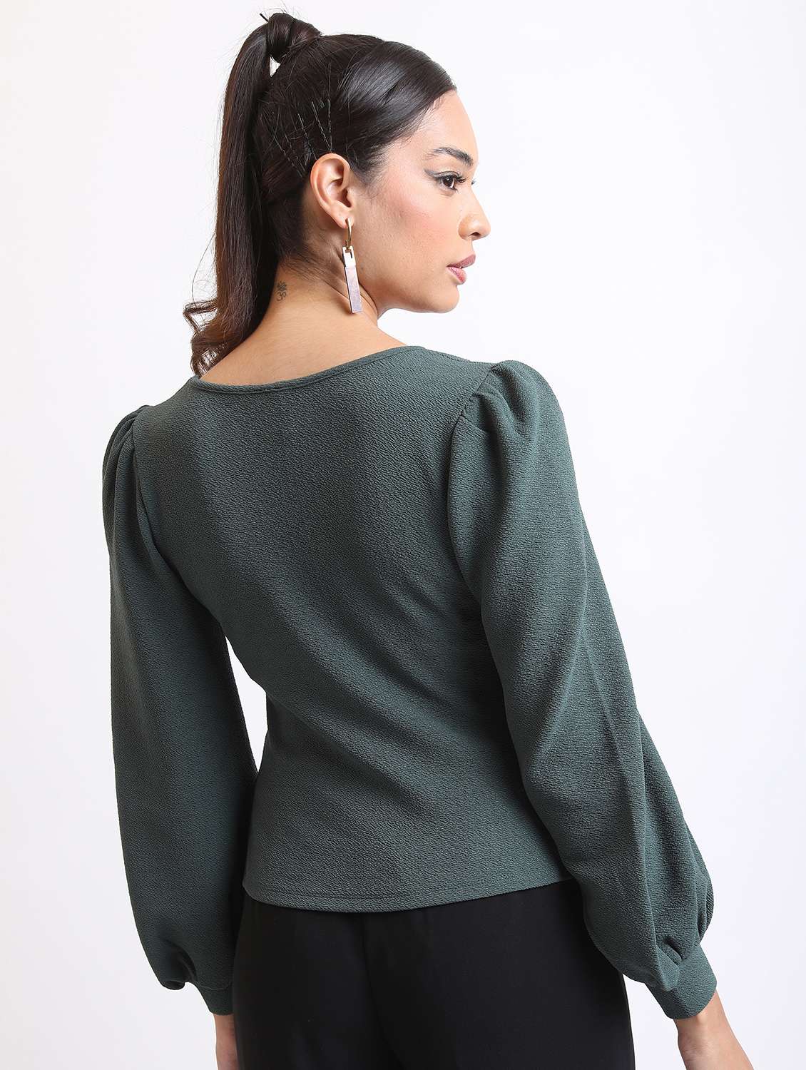 women green cotton blend regular top - 21376445 -  Standard Image - 3