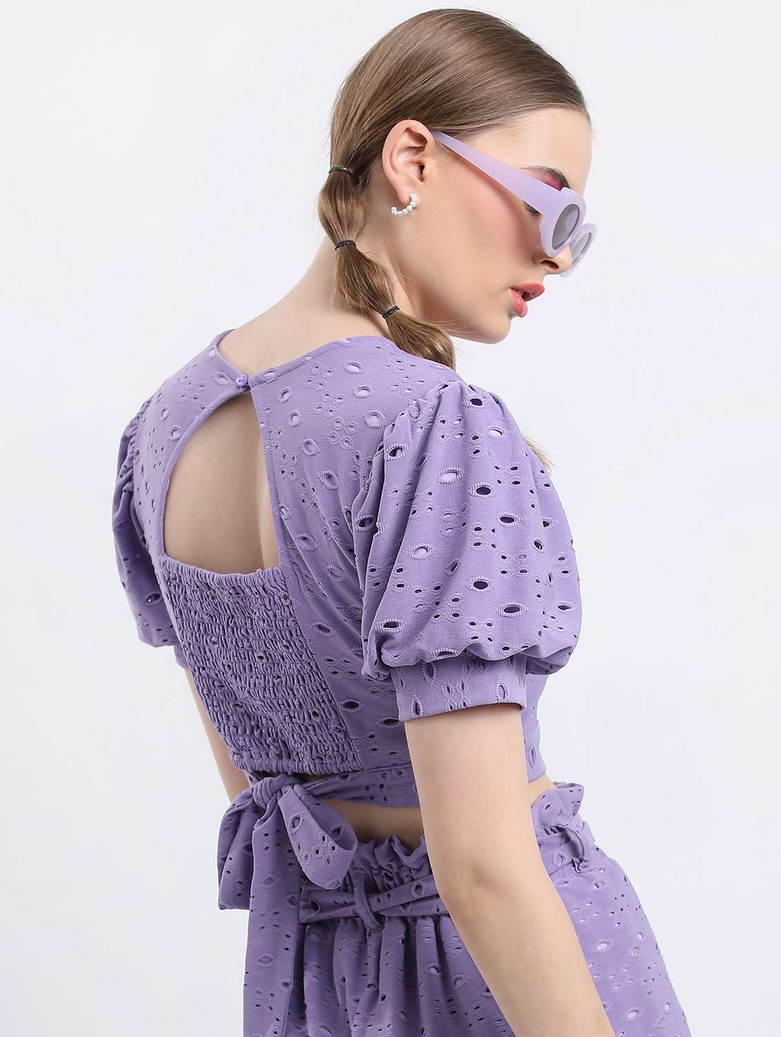 women lavender cotton blend crop top - 21376450 - Standard Image - 3