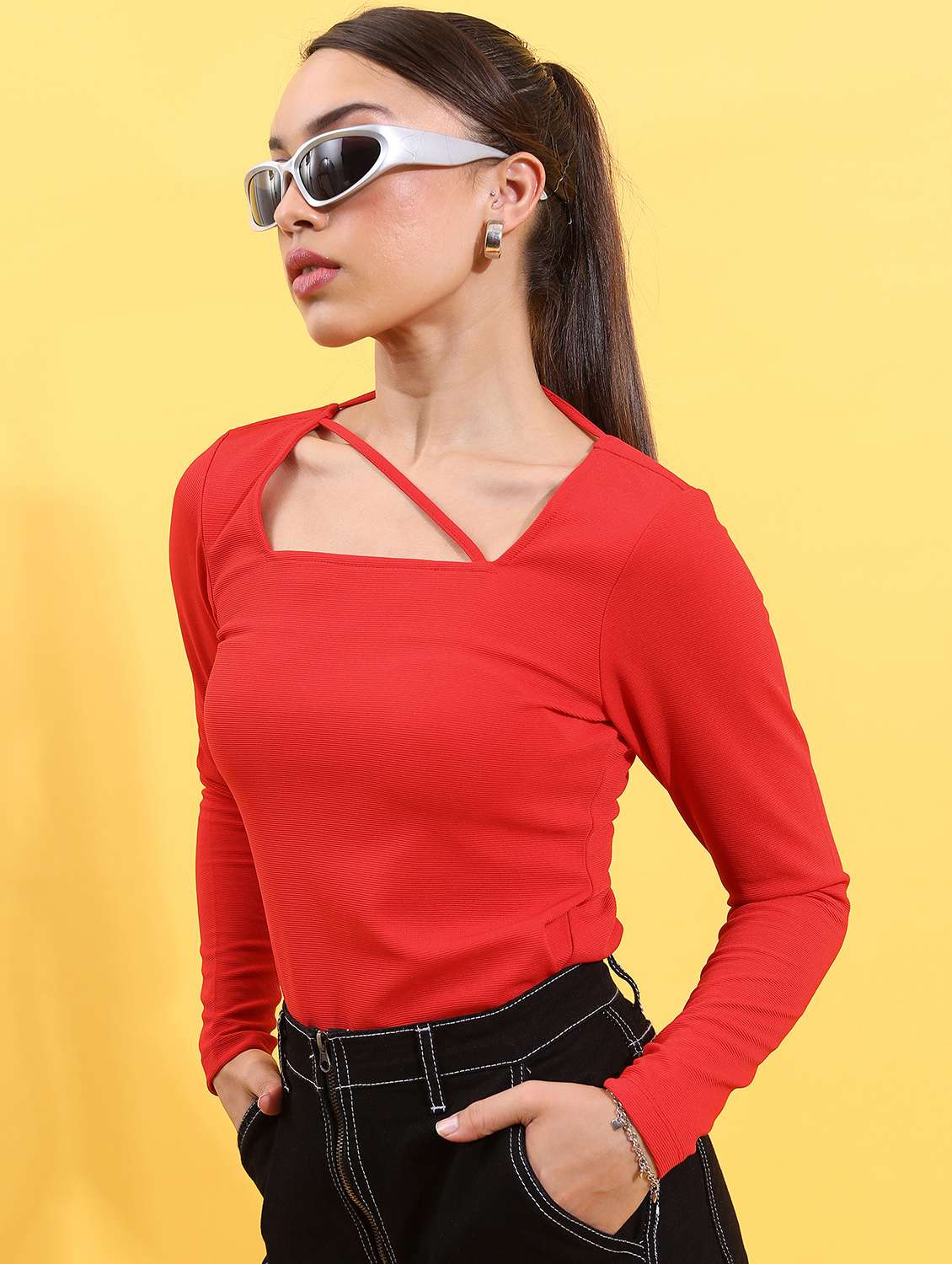 red solid regular top - 21376456 - Zoom Image - 0