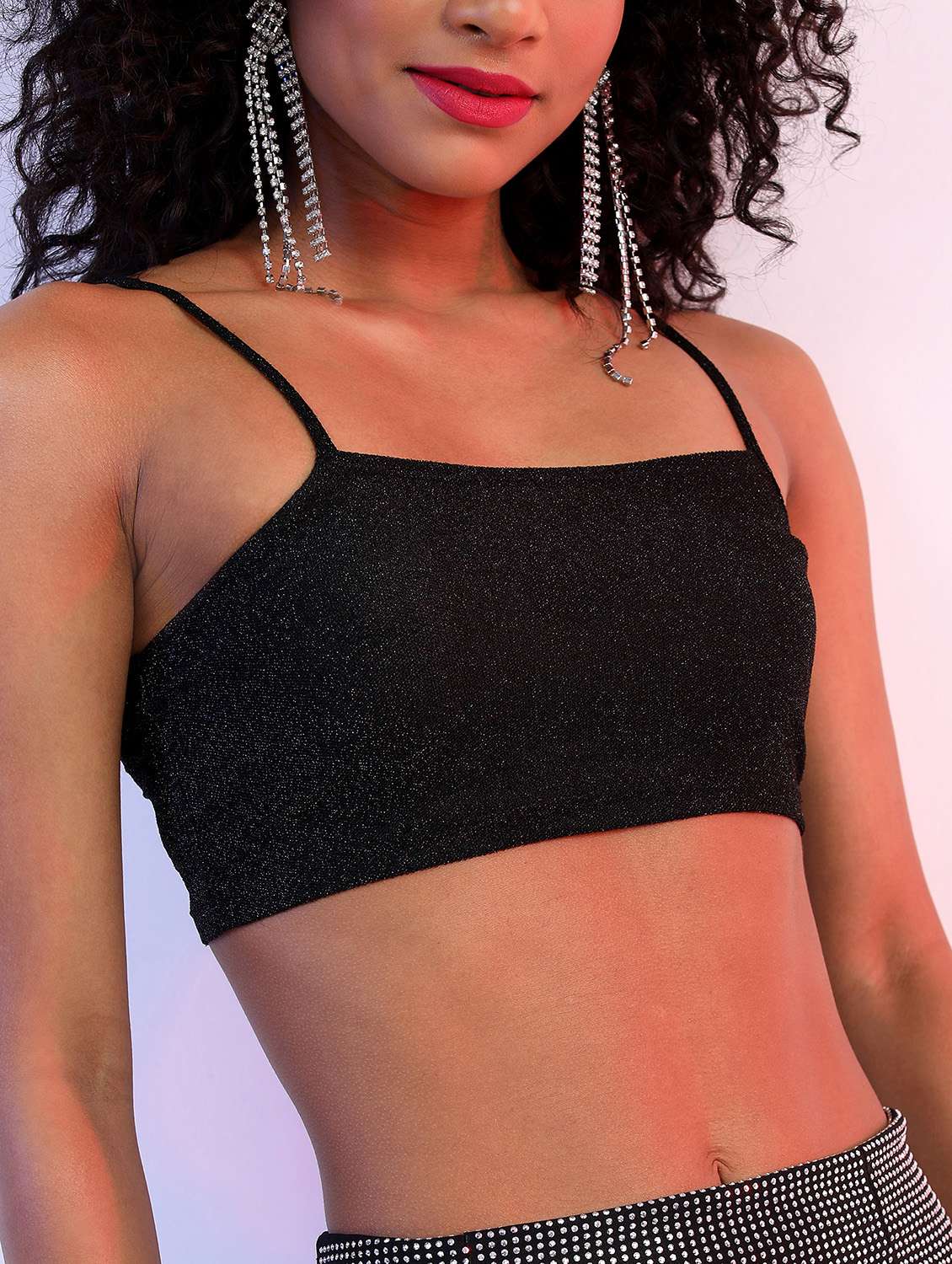 women black cotton blend camisole top - 21376462 -  Standard Image - 5