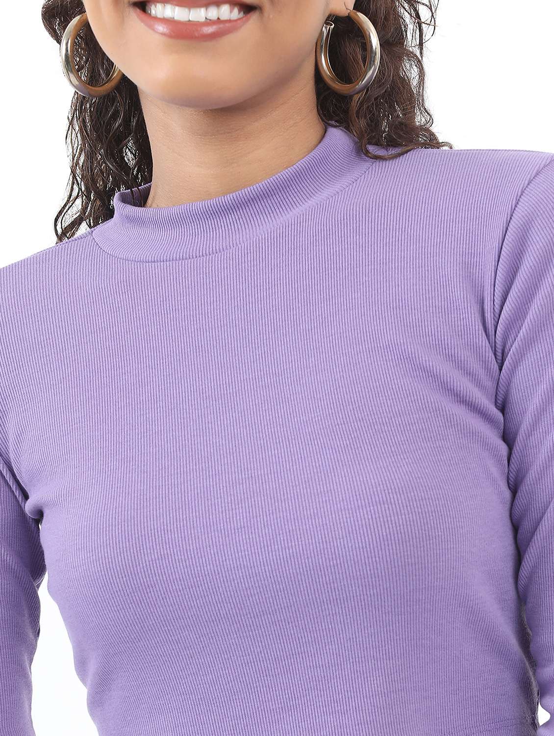 women lavender cotton blend crop top - 21376463 -  Standard Image - 3
