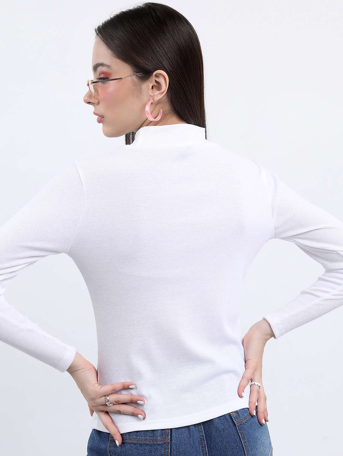 women white cotton blend regular top - 21376472 -  Standard Image - 3