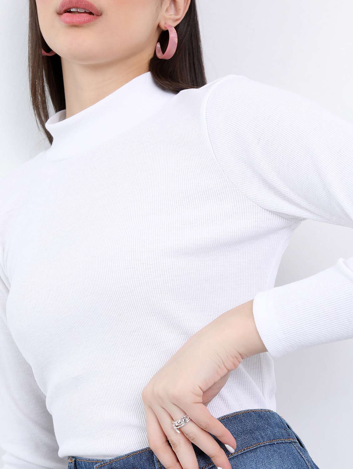 women white cotton blend regular top - 21376472 -  Standard Image - 5