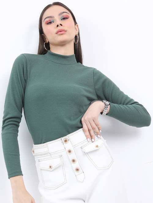 women green cotton blend regular top - 21376474 -  Standard Image - 0