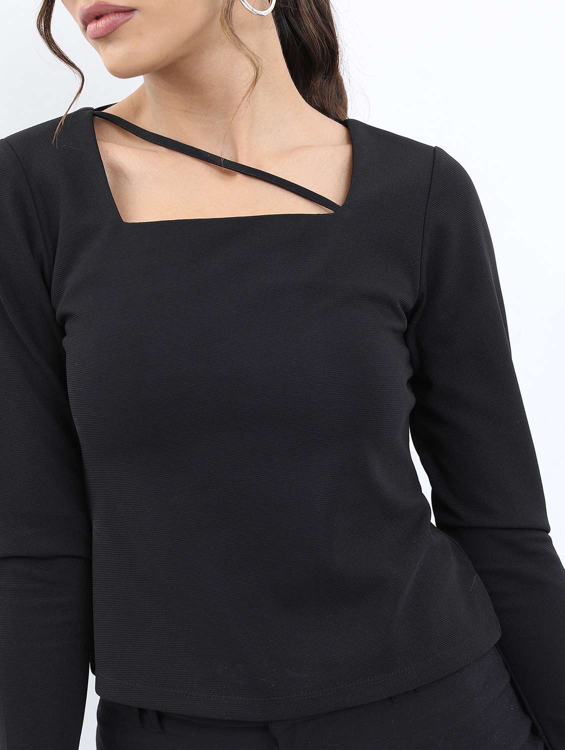 women black cotton blend regular top - 21376488 -  Standard Image - 5