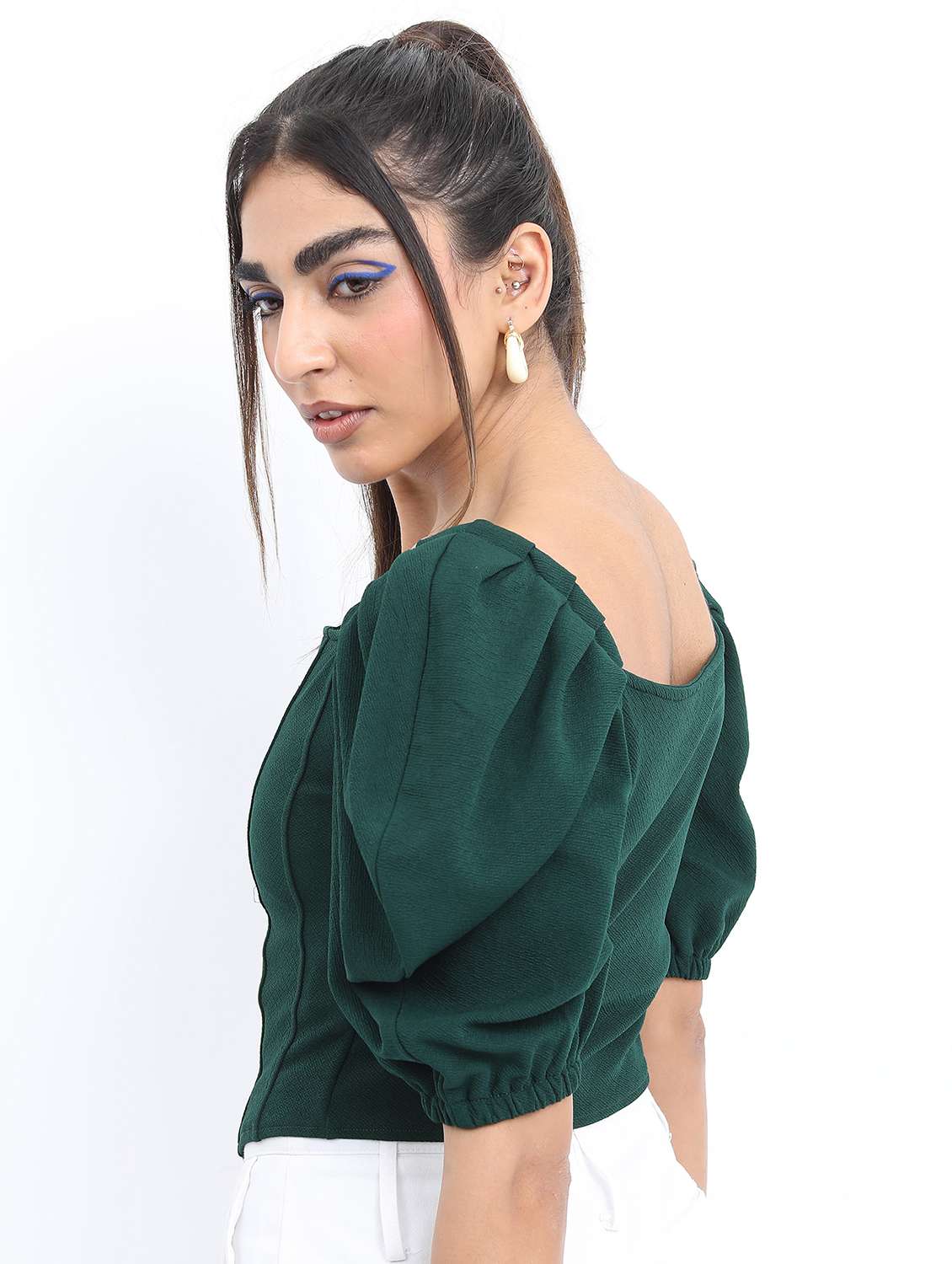 green solid crop top - 21376493 -  Standard Image - 3