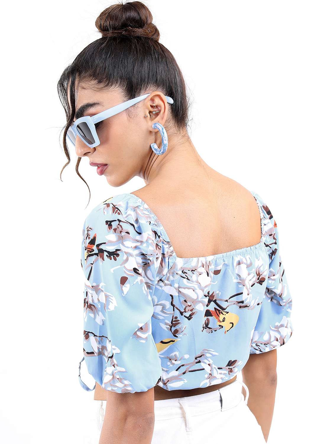 women light blue printed crop top - 21376506 -  Standard Image - 3