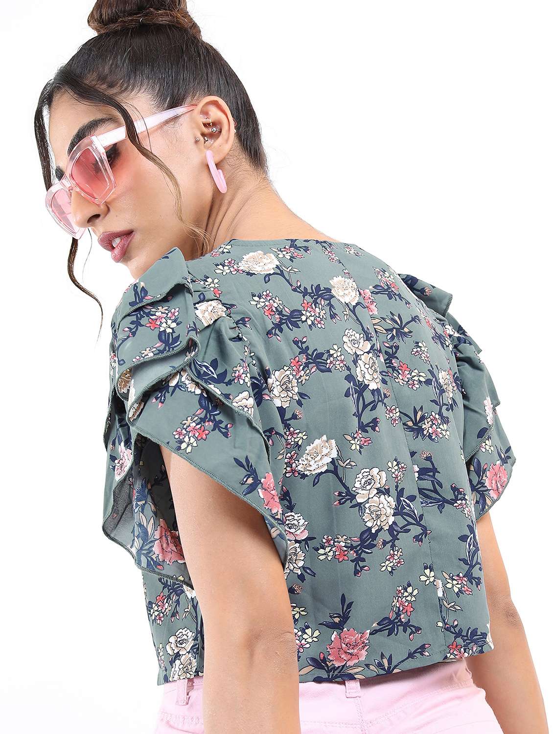 women grey printed crop top - 21376508 - Standard Image - 3