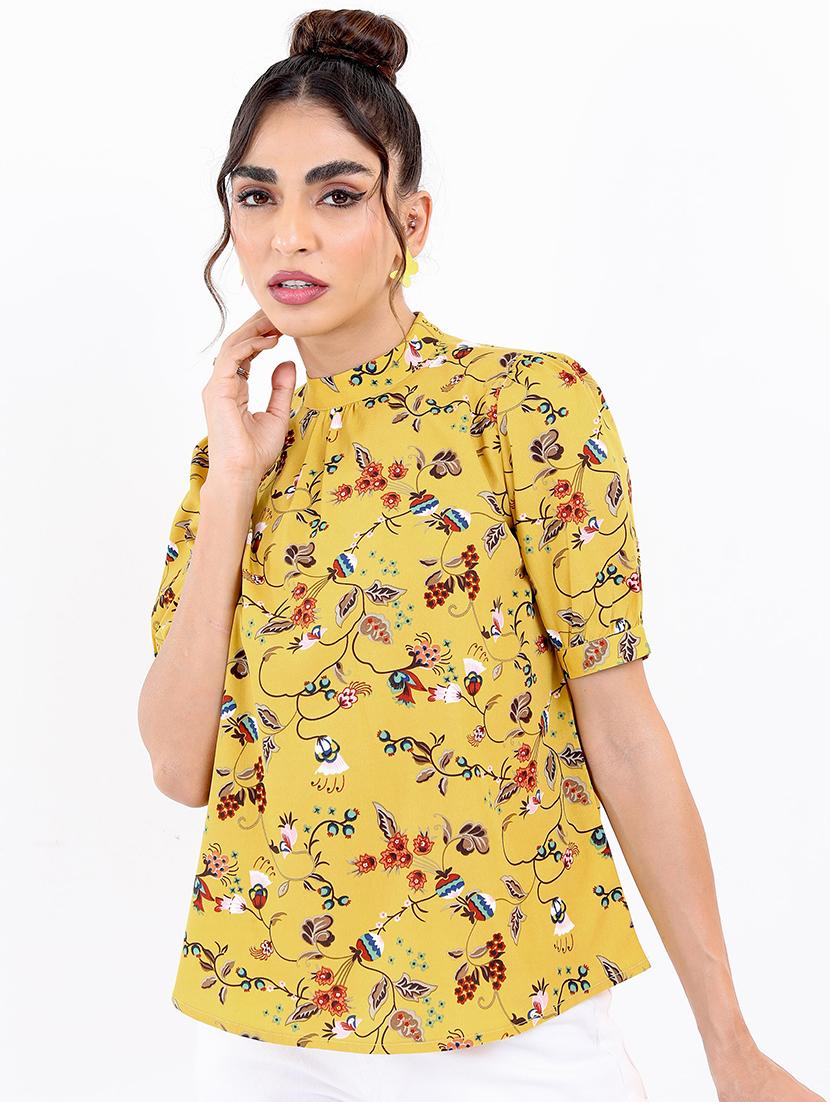 women yellow cotton blend regular top - 21376510 - Zoom Image - 0