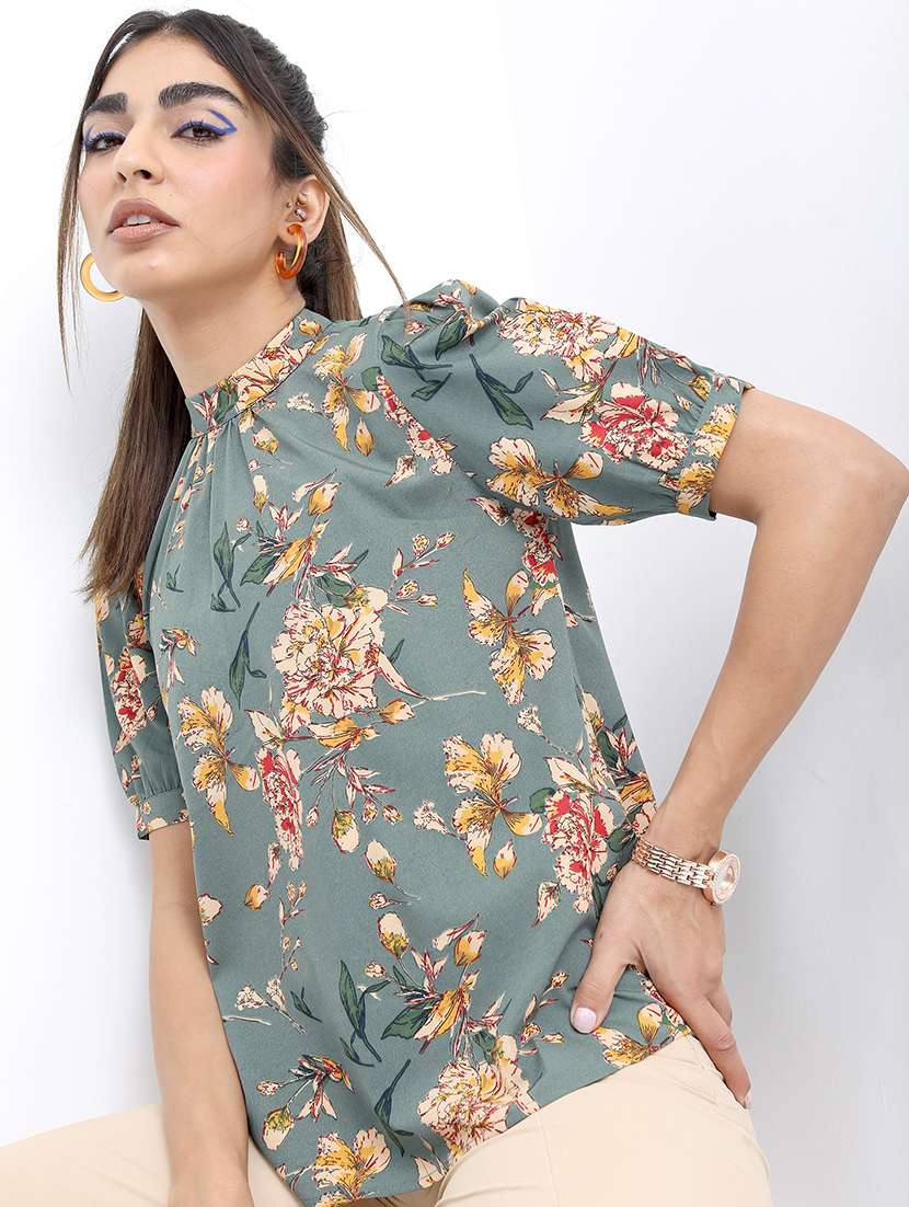 women green cotton blend regular top - 21376511 - Zoom Image - 0