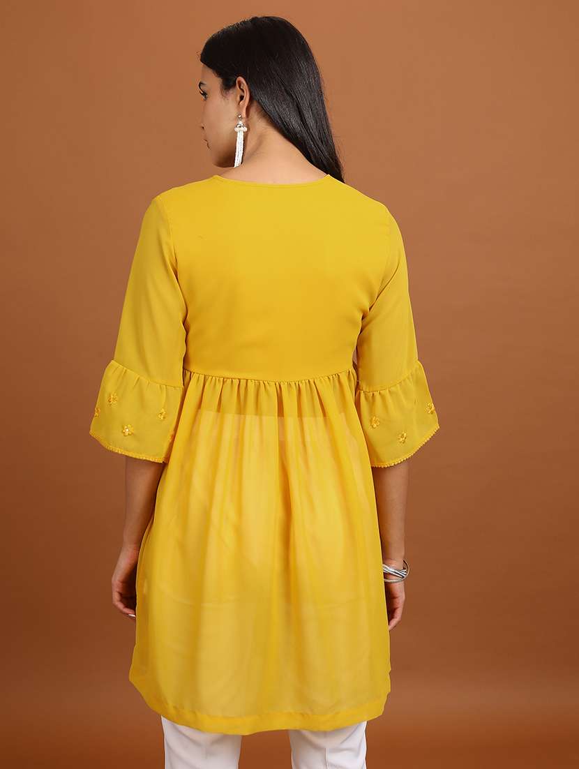 mustard self-designed regular top - 21376528 -  Standard Image - 3