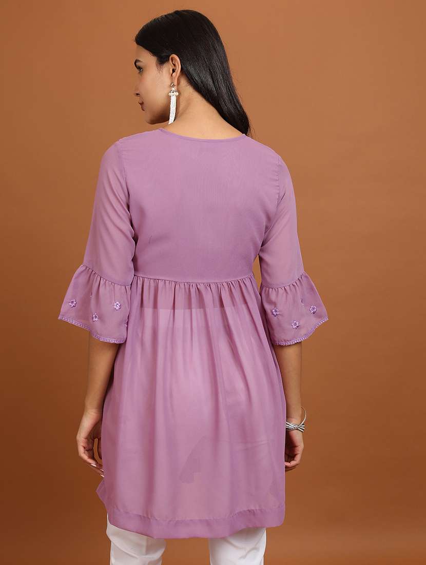 women mauve cotton blend peplum tunic - 21376531 -  Standard Image - 3
