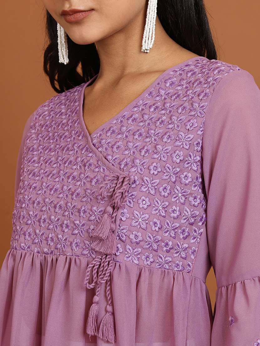 women mauve cotton blend peplum tunic - 21376531 -  Standard Image - 5