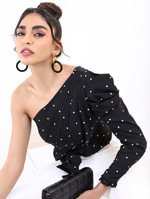 women black cotton blend crop top - 21376629 - Standard Image - 0