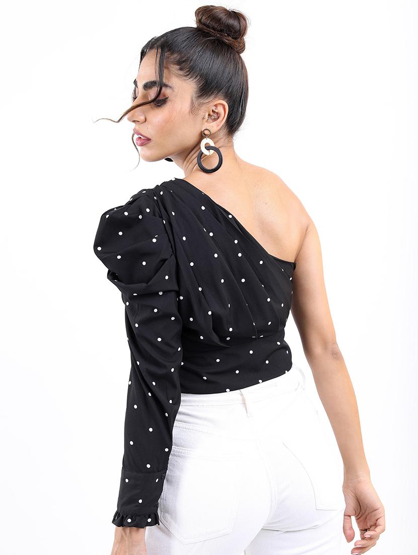 women black cotton blend crop top - 21376629 - Standard Image - 3