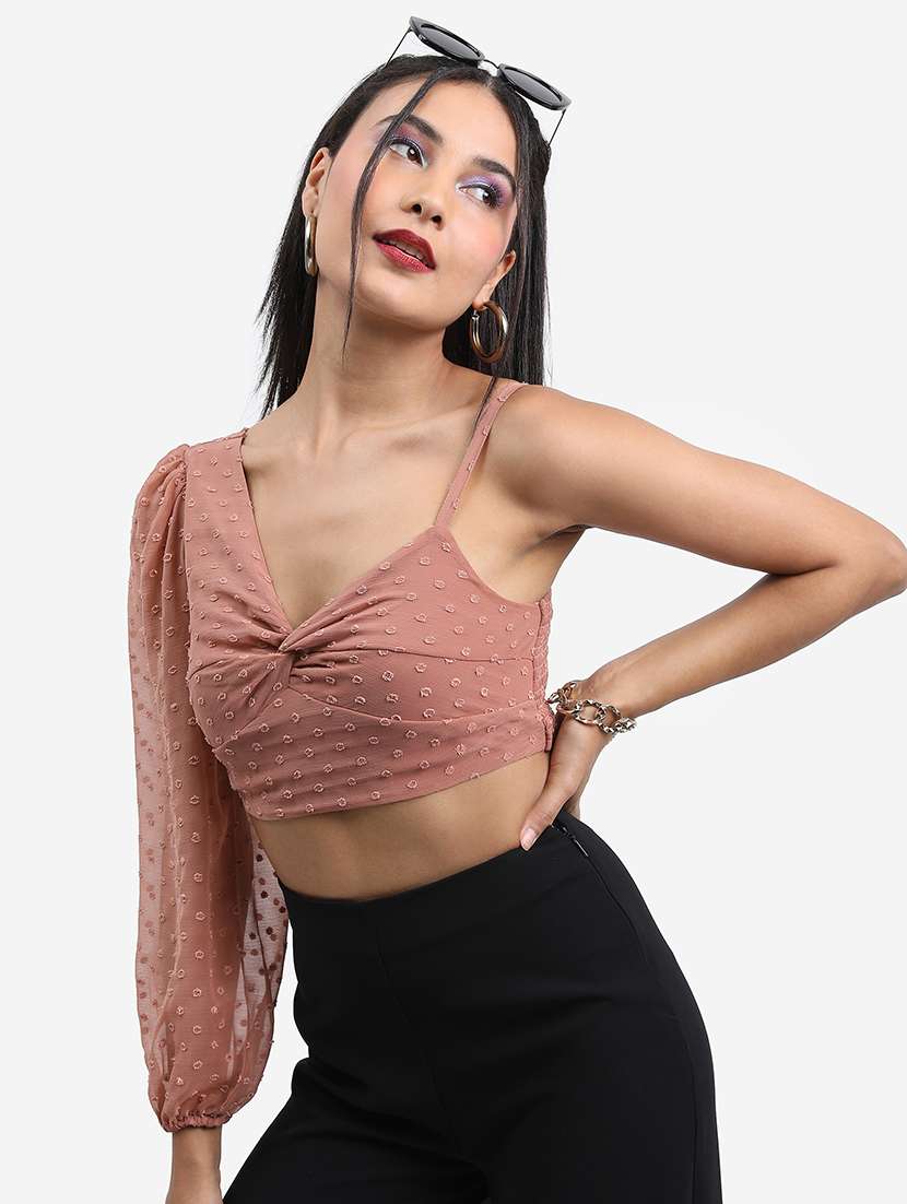 pink self-designed crop top