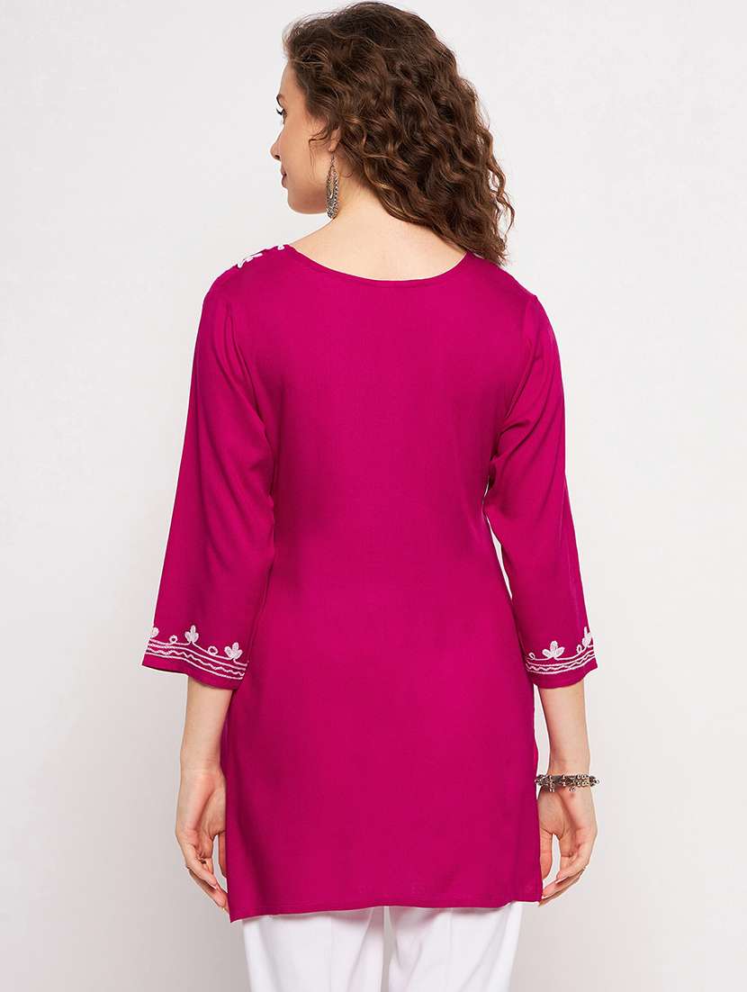 women three quarter sleeve straight kurti - 21376652 -  Standard Image - 3