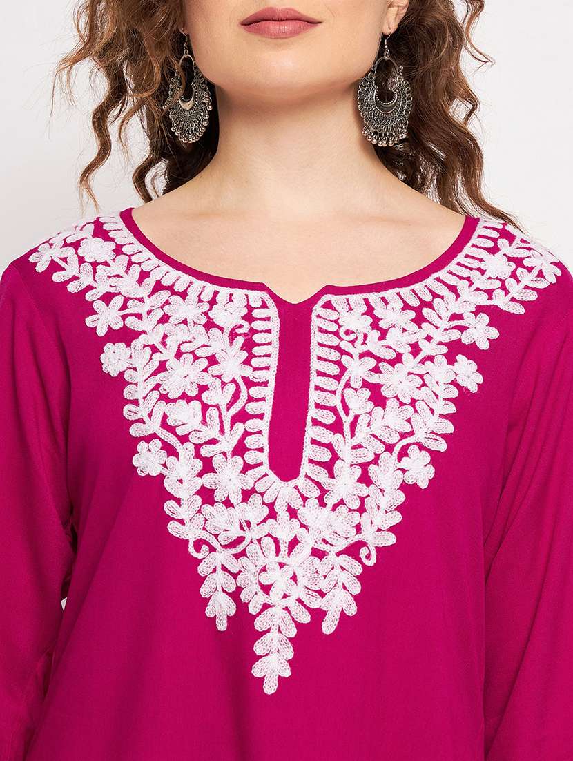 women three quarter sleeve straight kurti - 21376652 -  Standard Image - 5