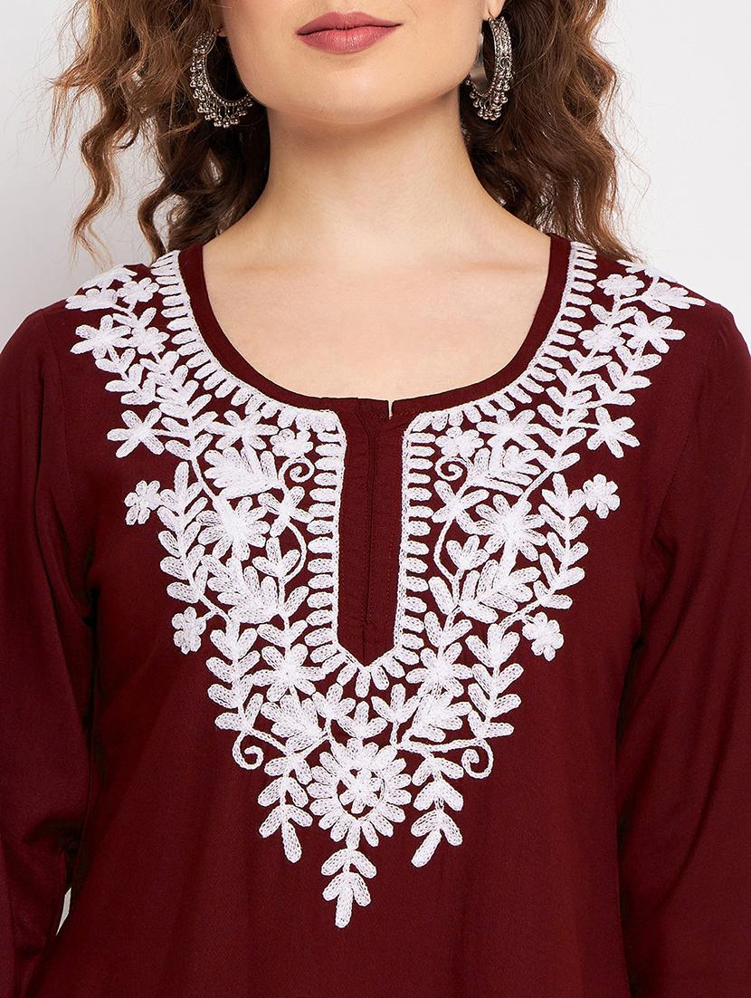 women three quarter sleeve straight kurti - 21376655 - Standard Image - 5
