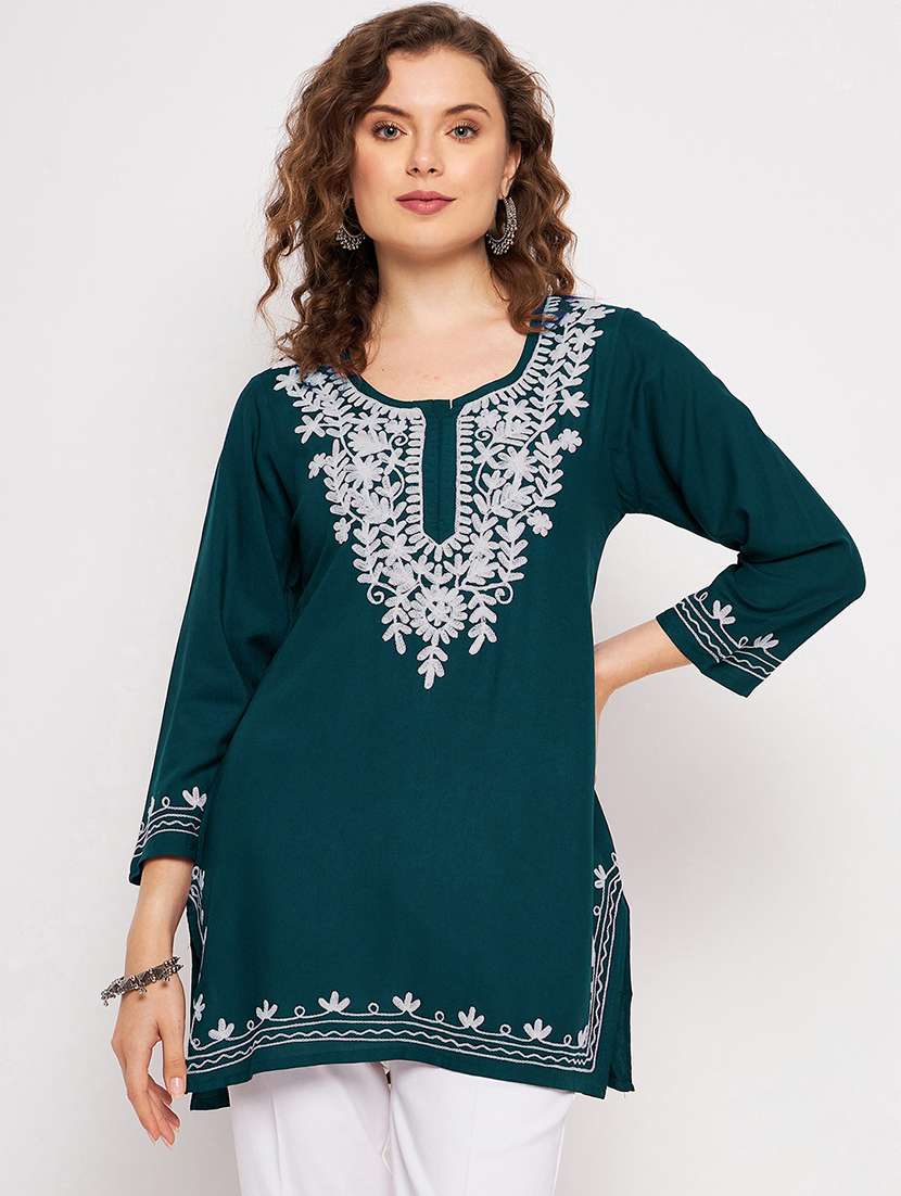 women three quarter sleeve straight kurti - 21376656 - Zoom Image - 0