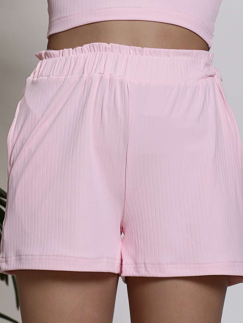 women solid top and short co-ord set - 21376662 -  Standard Image - 5