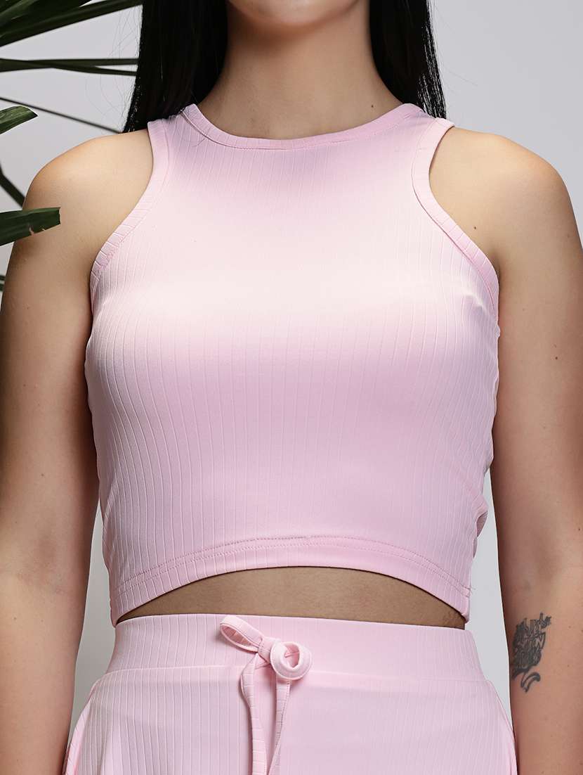 women solid top and short co-ord set - 21376663 -  Standard Image - 3