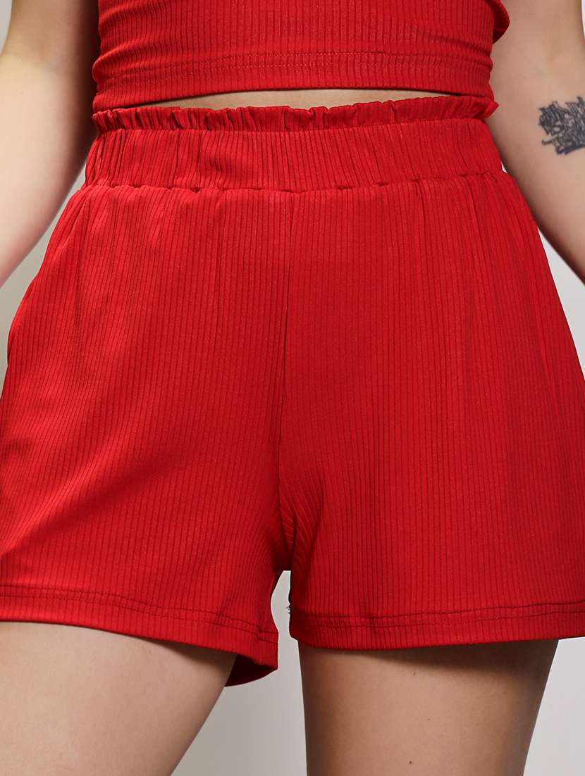 Women Solid Top And Short Co-ord Set - 21376690 -  Standard Image - 5