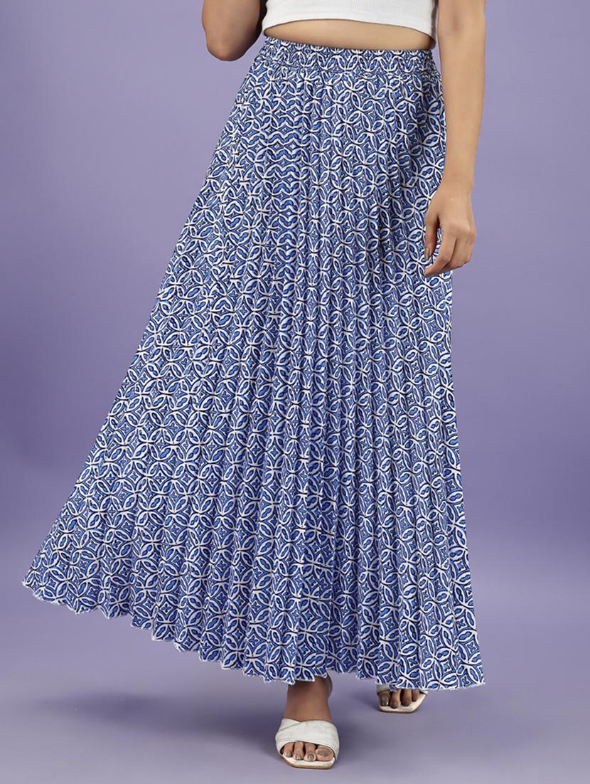 women blue printed flared skirt - 21376741 - Zoom Image - 0