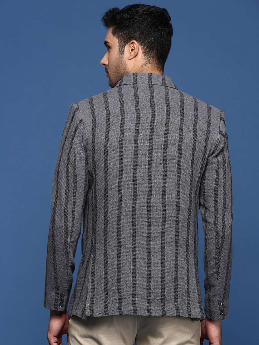 men striped single breasted casual blazer - 21376934 -  Standard Image - 3