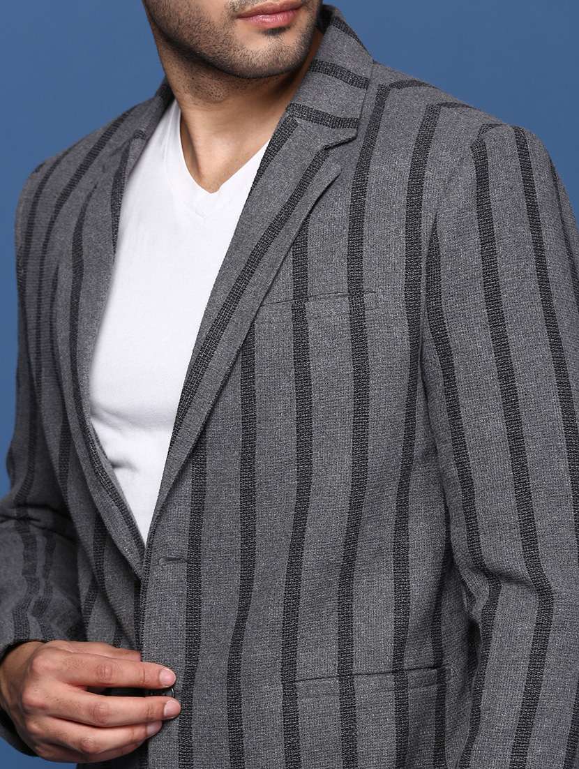 men striped single breasted casual blazer - 21376934 -  Standard Image - 5