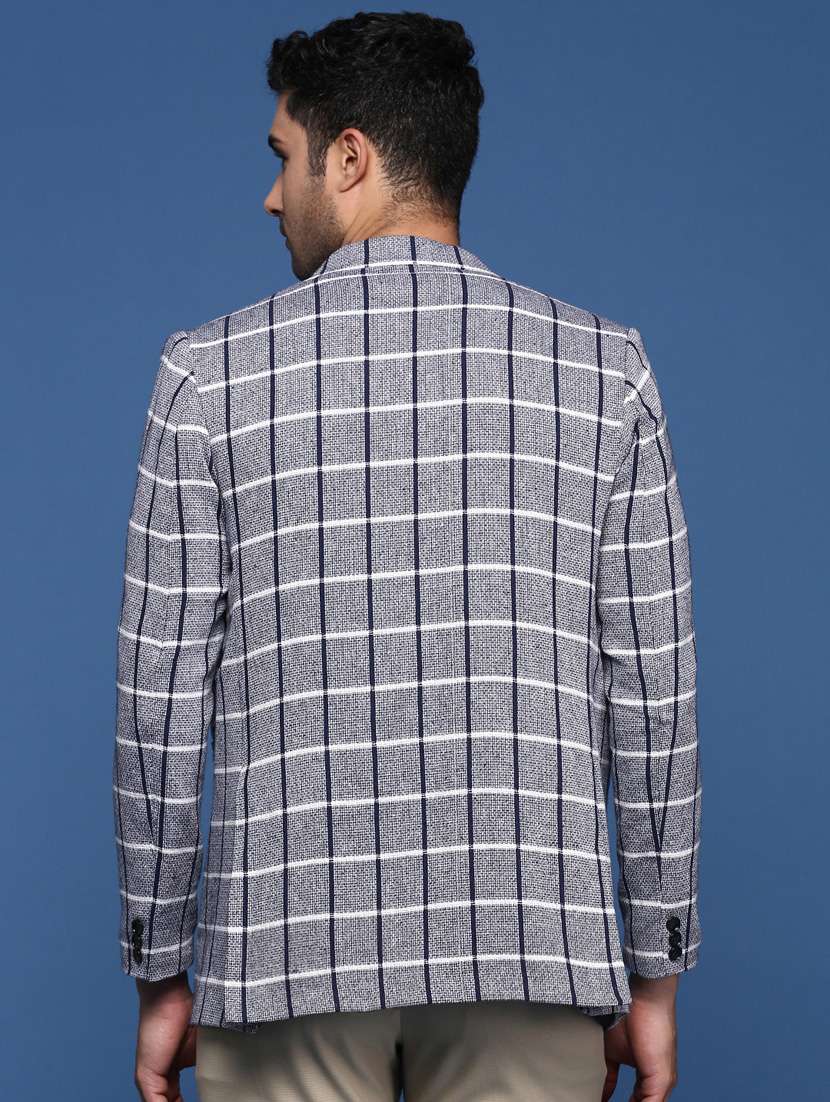 men long sleeved checkered single breasted casual blazer - 21376944 - Standard Image - 3