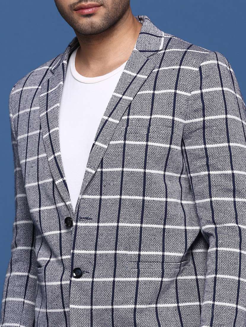 men long sleeved checkered single breasted casual blazer - 21376944 - Standard Image - 5