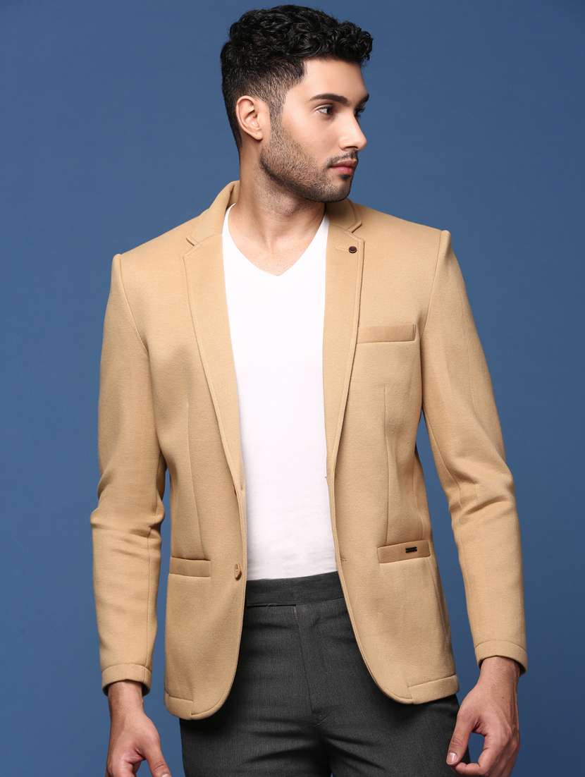 men long sleeved solid single breasted casual blazer