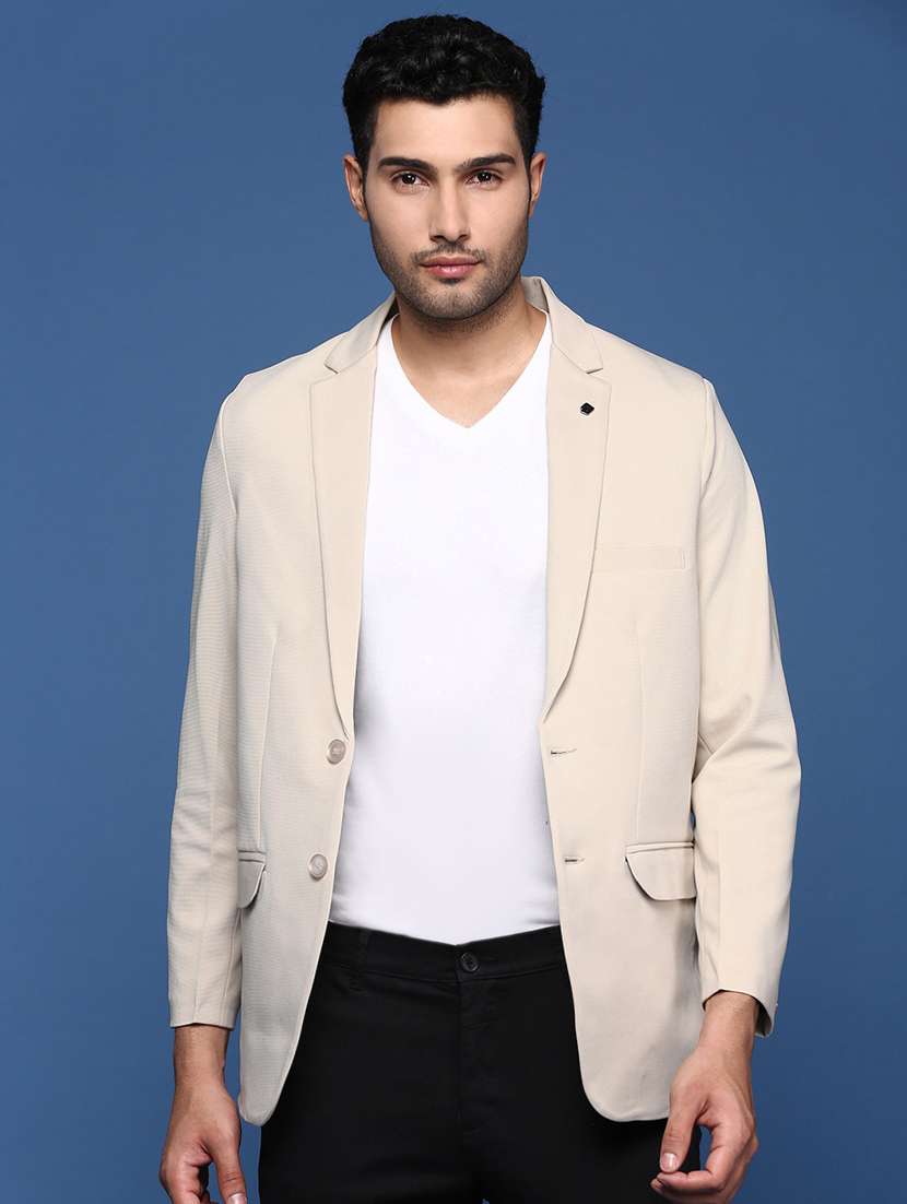 men long sleeved solid single breasted casual blazer - 21376951 -  Zoom Image - 0