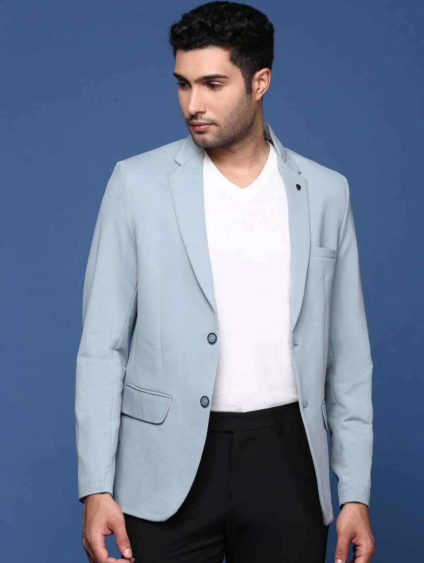 men solid single breasted blazer