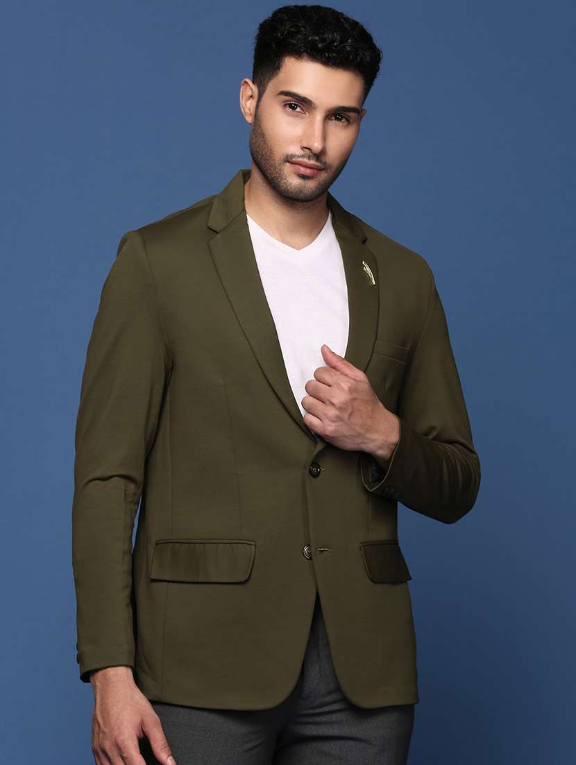 men long sleeved solid single breasted casual blazer
