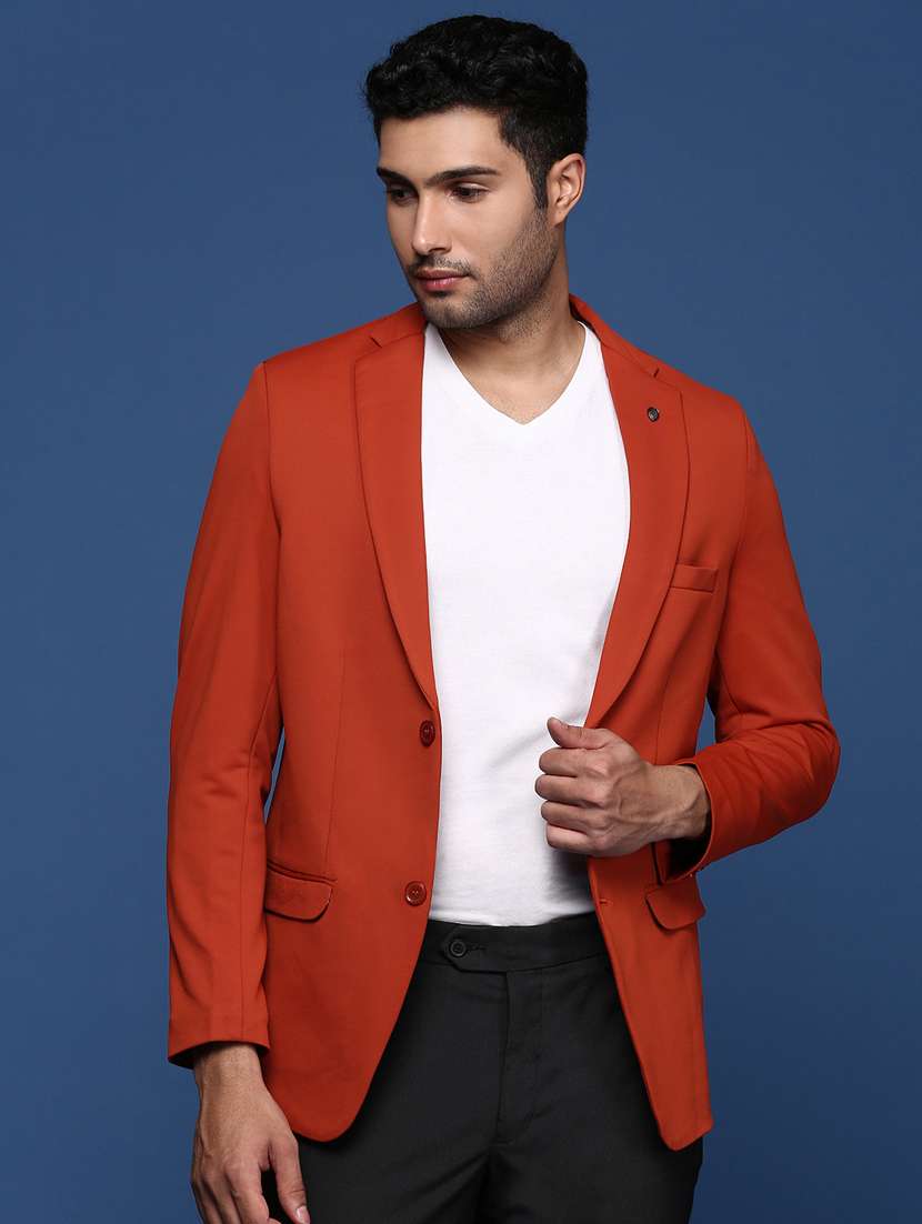 men long sleeved solid single breasted casual blazer