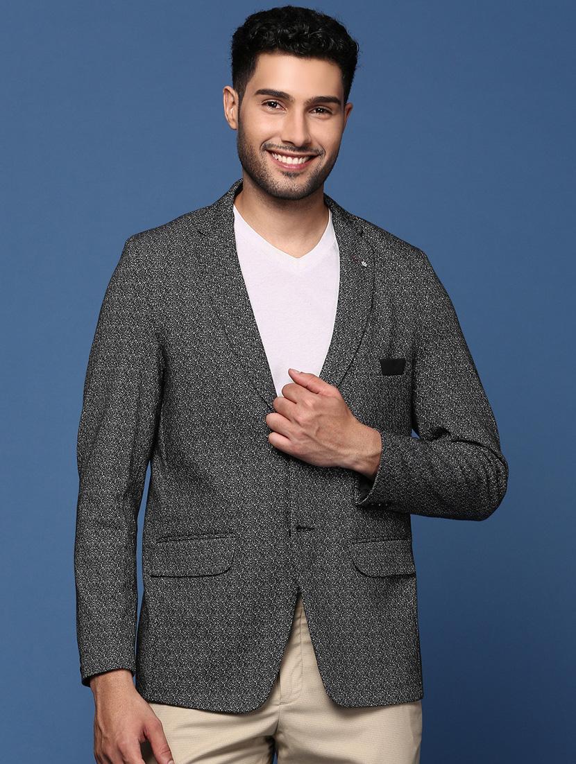men long sleeved self design single breasted casual blazer - 21376965 -  Zoom Image - 0