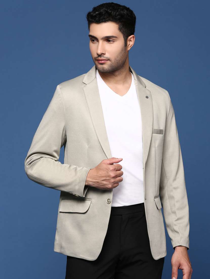 men long sleeved solid single breasted casual blazer