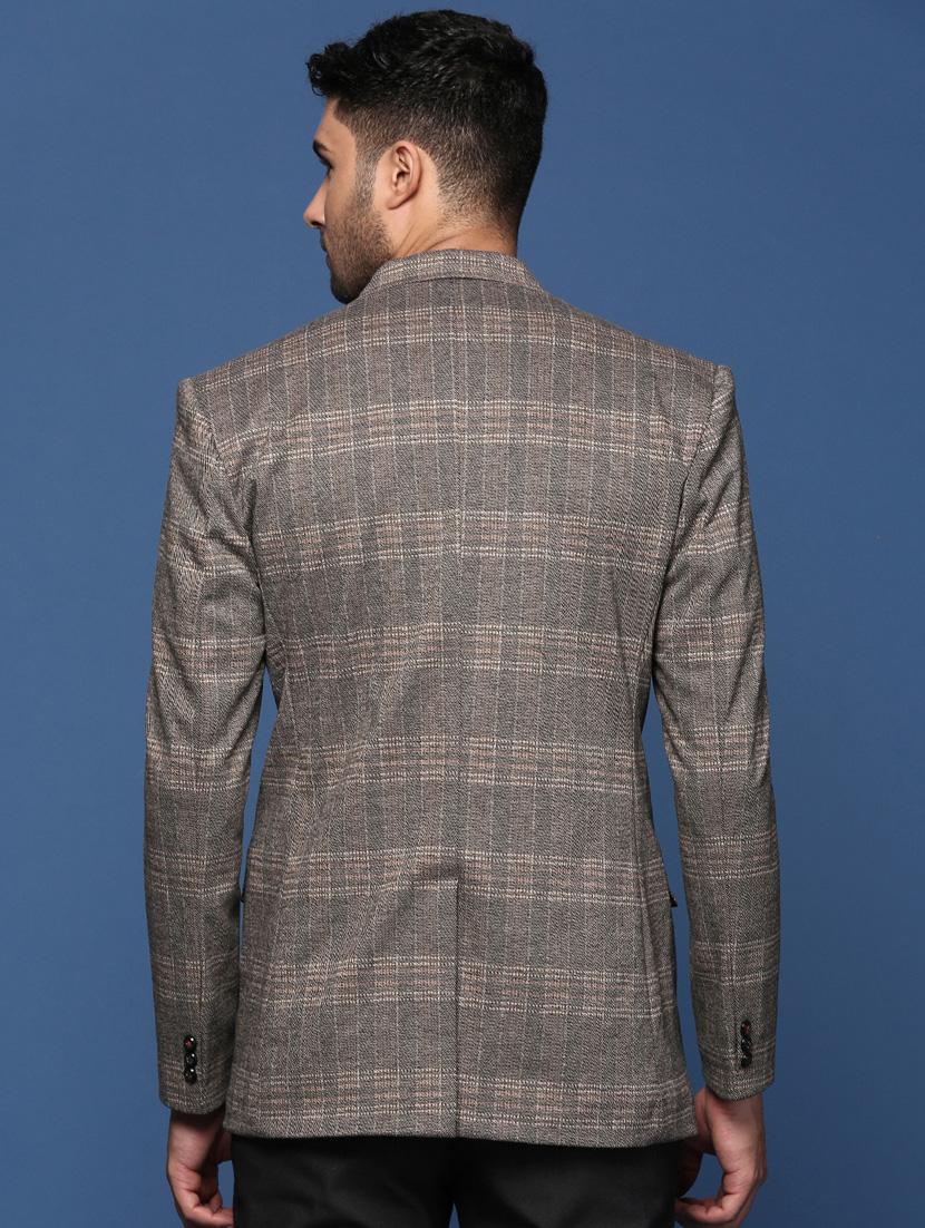 men long sleeved checkered single breasted casual blazer - 21376980 - Standard Image - 3