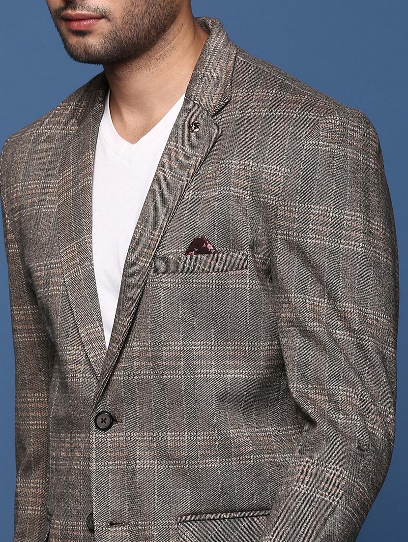 men long sleeved checkered single breasted casual blazer - 21376980 - Standard Image - 5