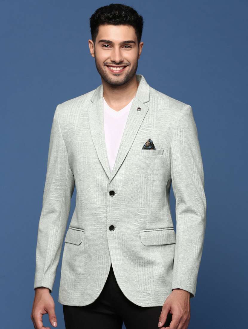men long sleeved self design single breasted casual blazer