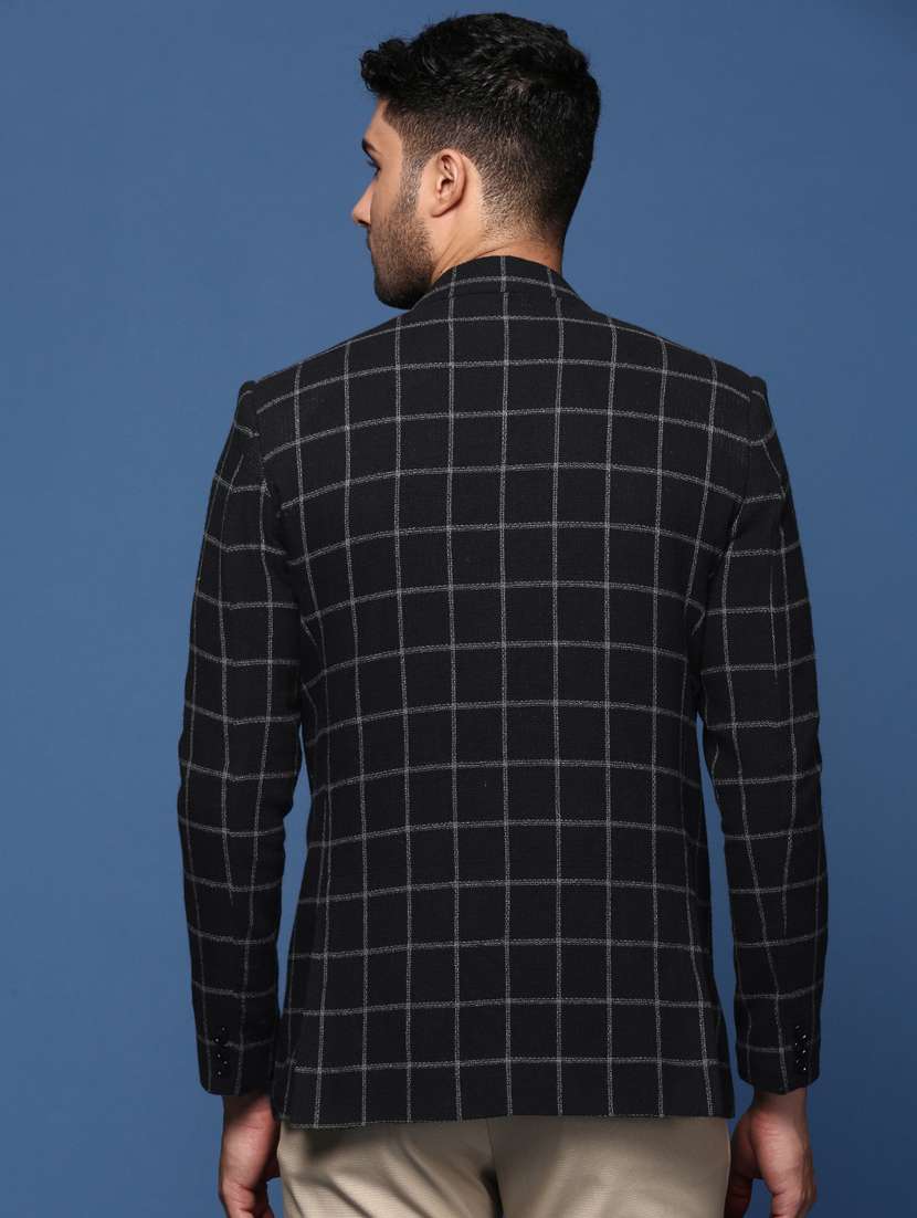 men long sleeved checkered single breasted casual blazer - 21376987 -  Standard Image - 3