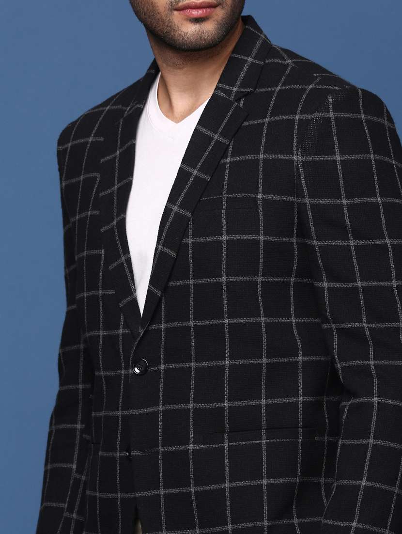 men long sleeved checkered single breasted casual blazer - 21376987 -  Standard Image - 5