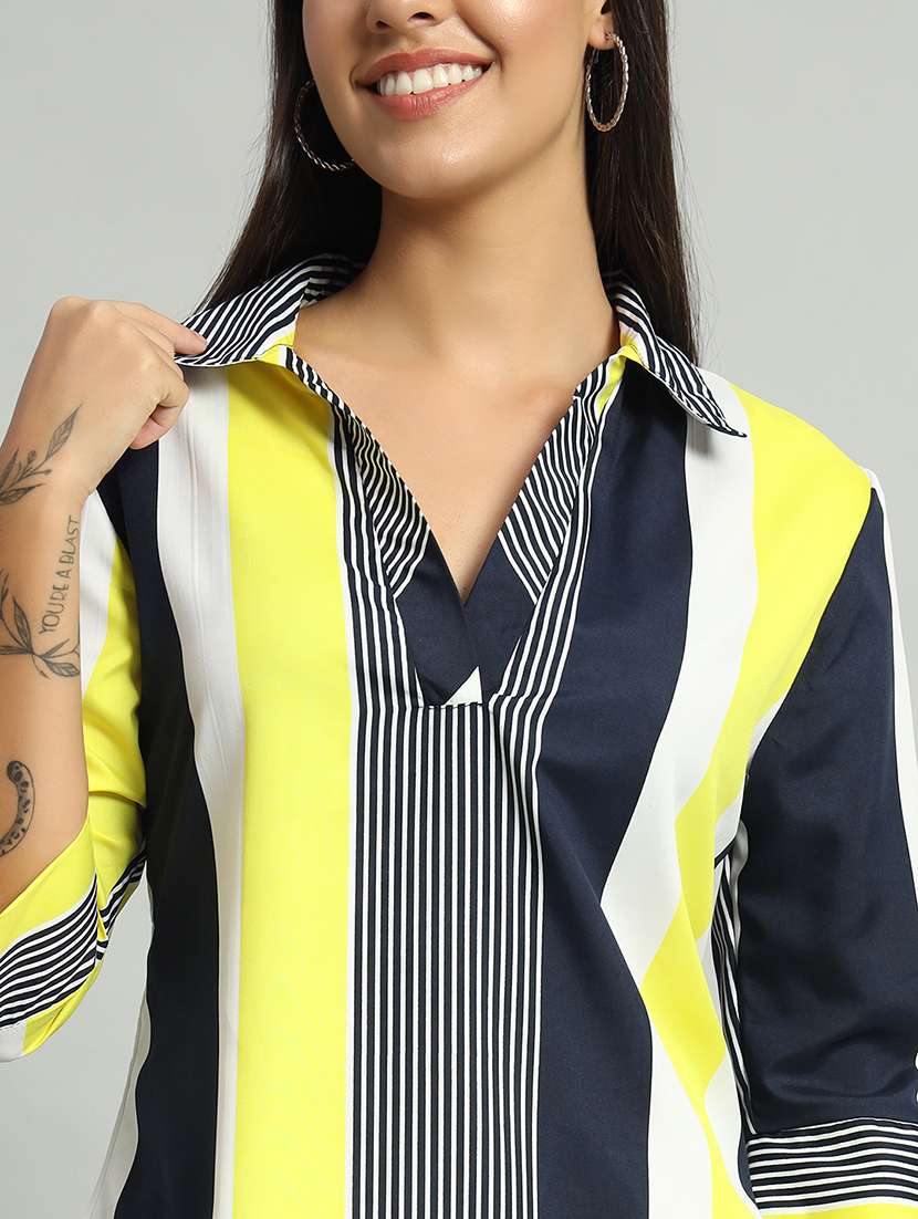 women striped collared shirt top - 21377039 -  Standard Image - 5
