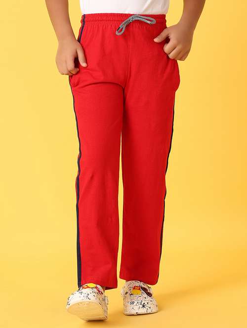 boys red cotton casual track pant - 21378373 -  Standard Image - 0