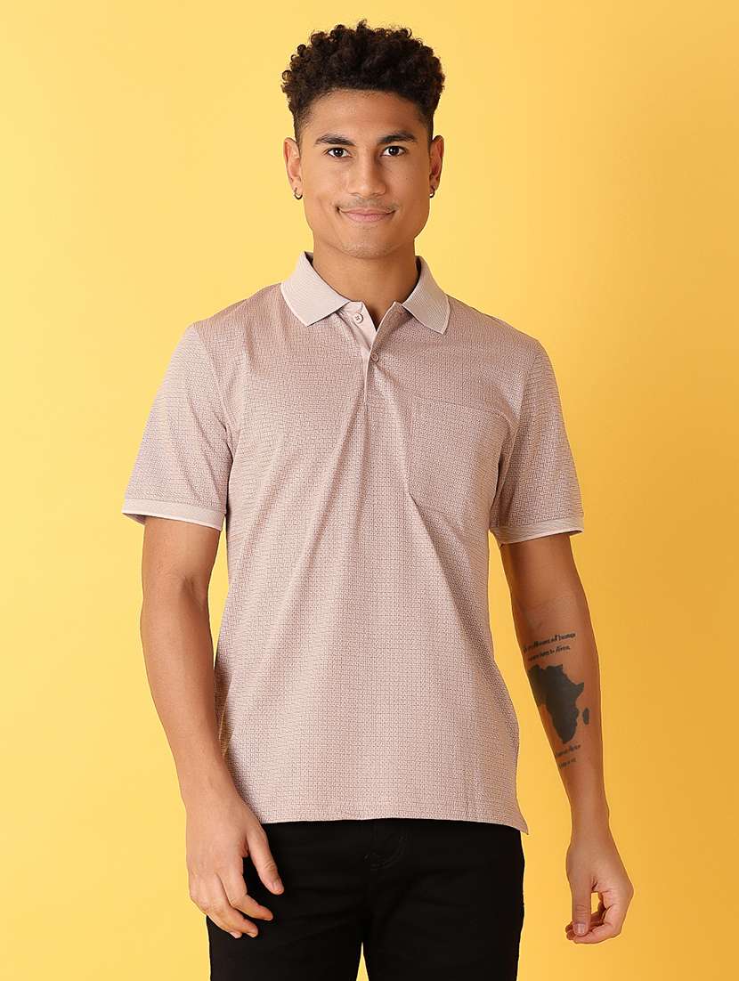 men polo neck self design short sleeve t-shirt - 21378381 -  Zoom Image - 0